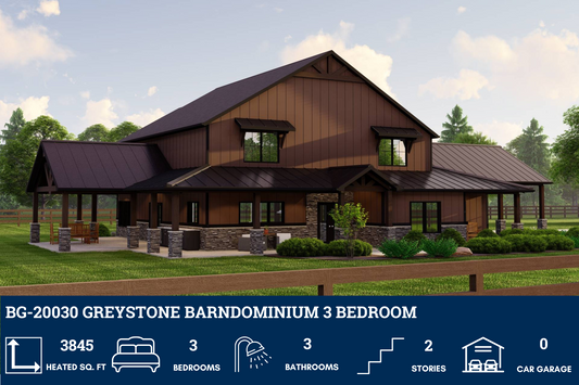 BG-20030 Greystone Barndominium House Plan