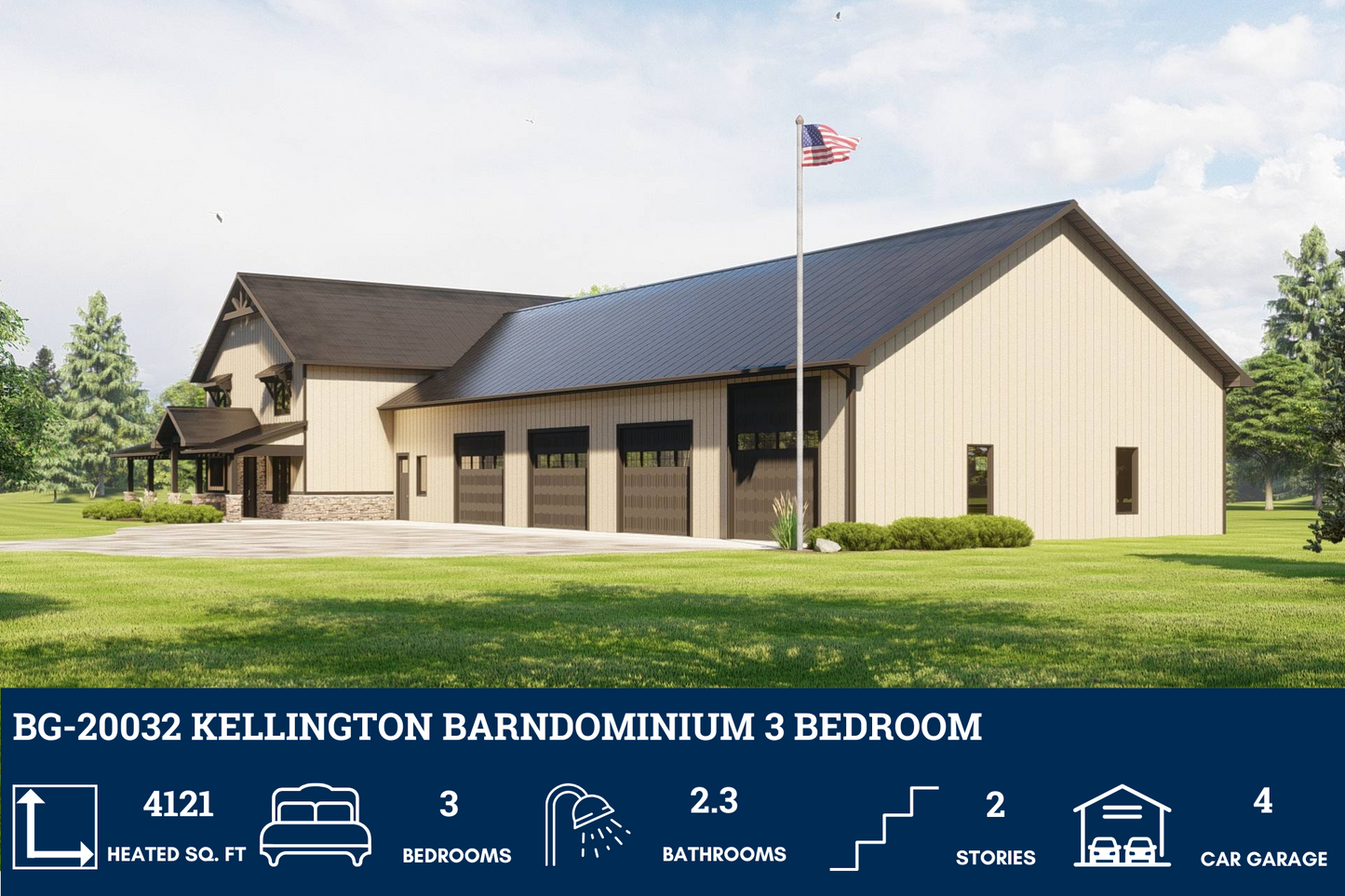 BG-20032 Kellington Barndominium House Plan