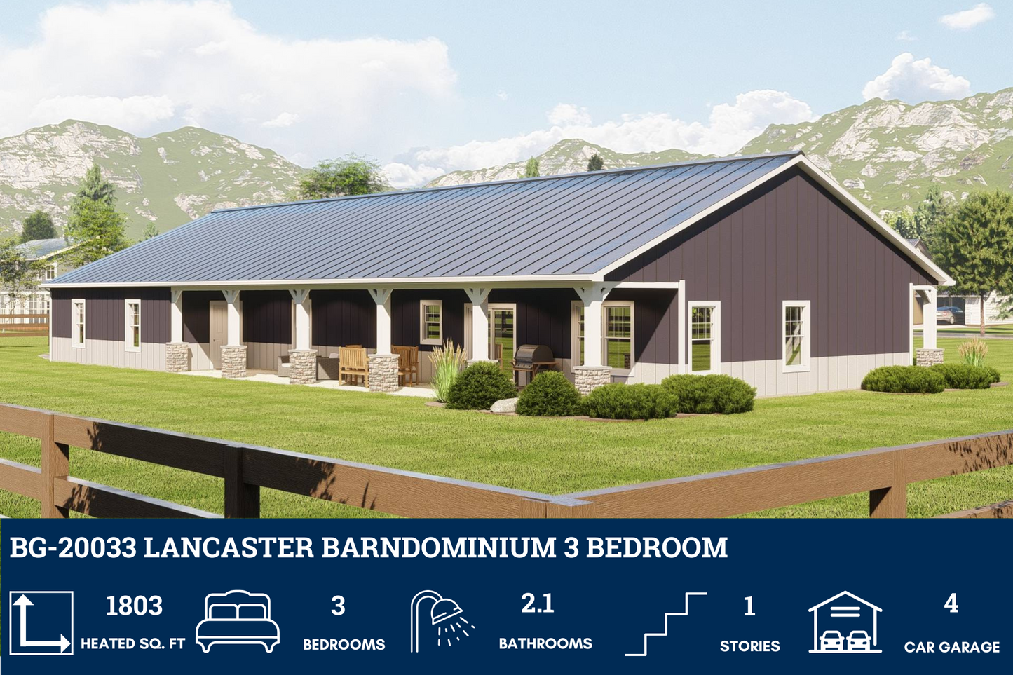 BG-20033 Lancaster Barndominium House Plan