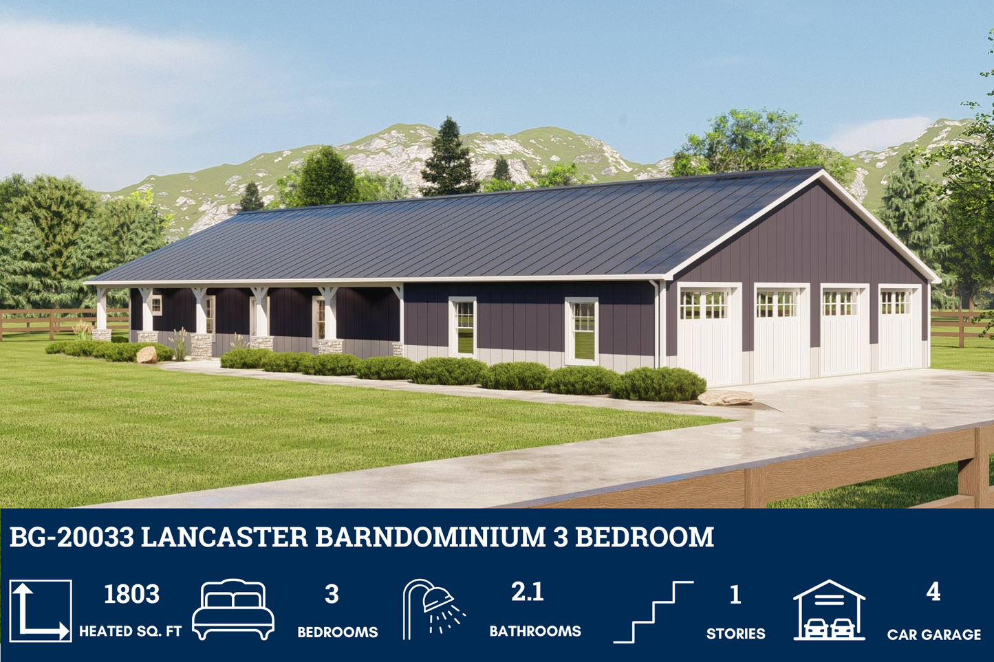 BG-20033 Lancaster Barndominium House Plan