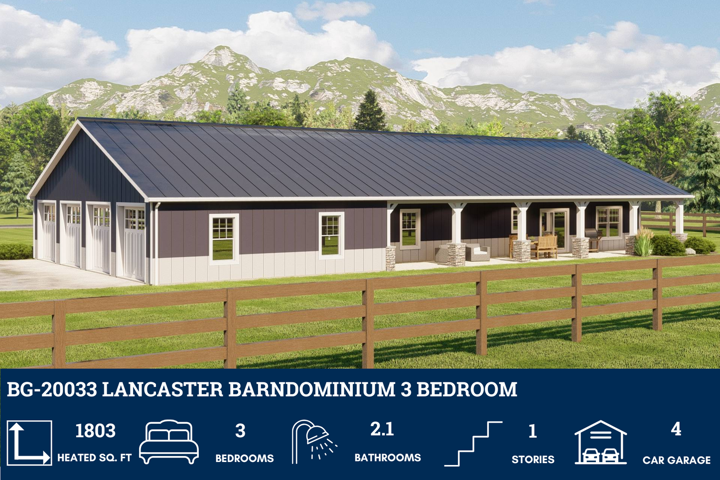 BG-20033 Lancaster Barndominium House Plan