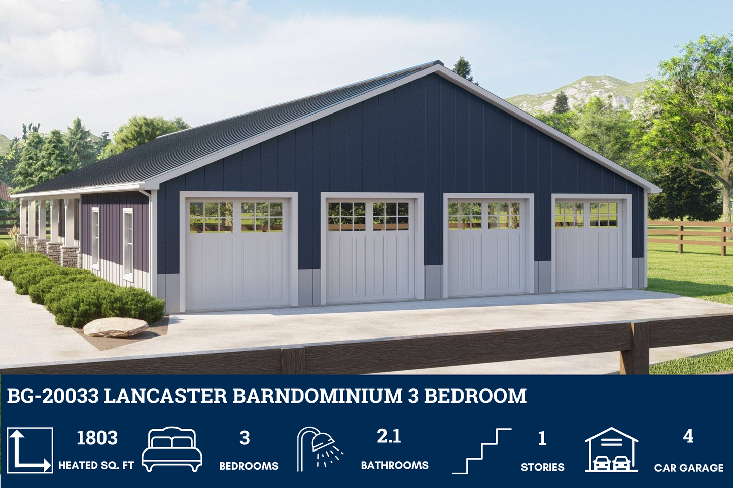 BG-20033 Lancaster Barndominium House Plan