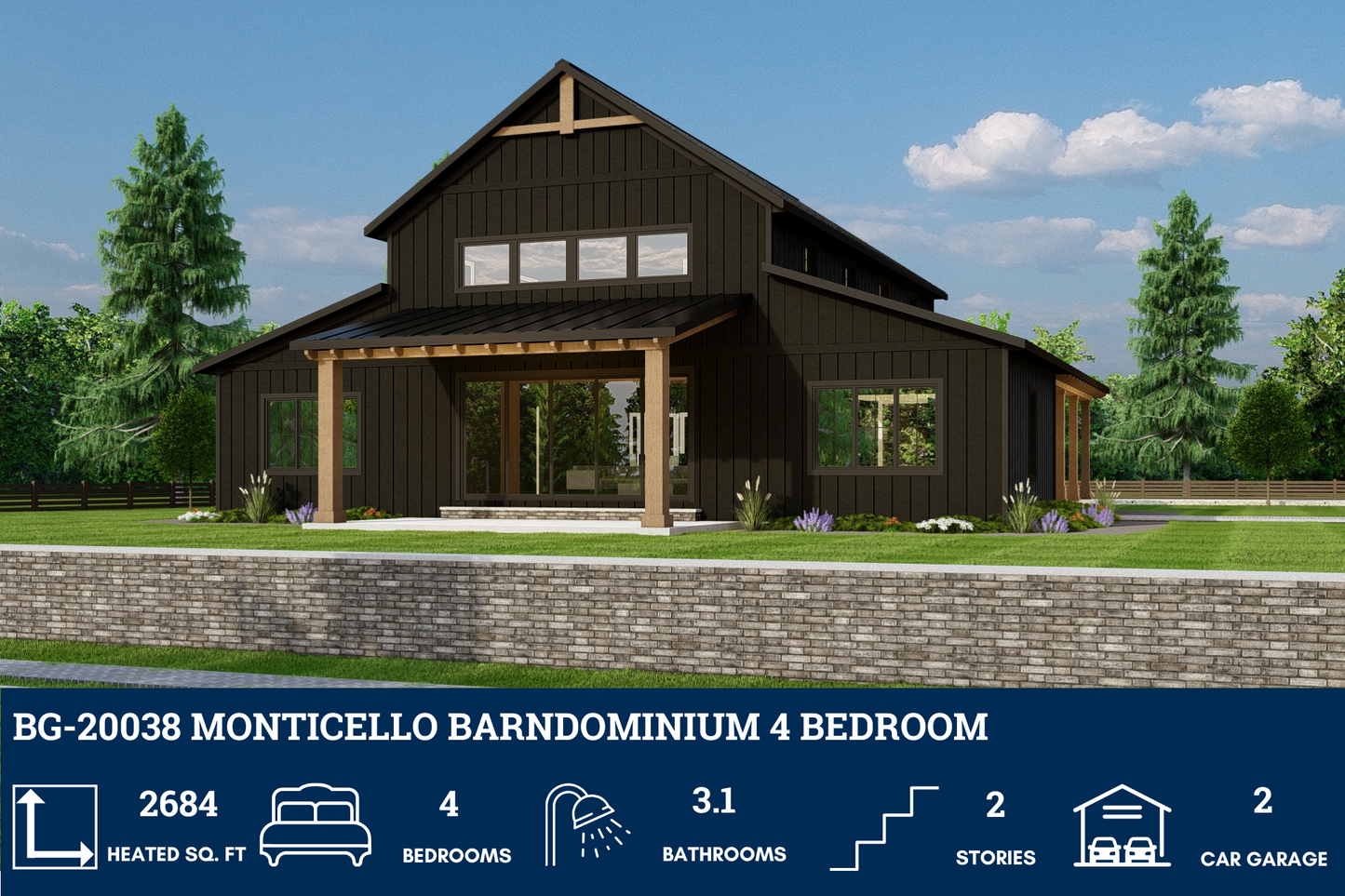 BG-20038 Monticello Barndominium House Plan