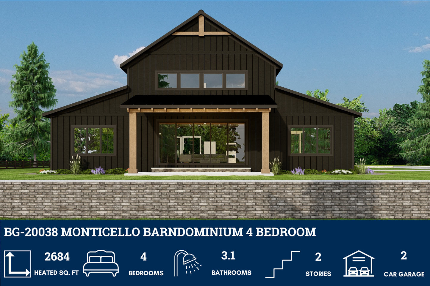 BG-20038 Monticello Barndominium House Plan