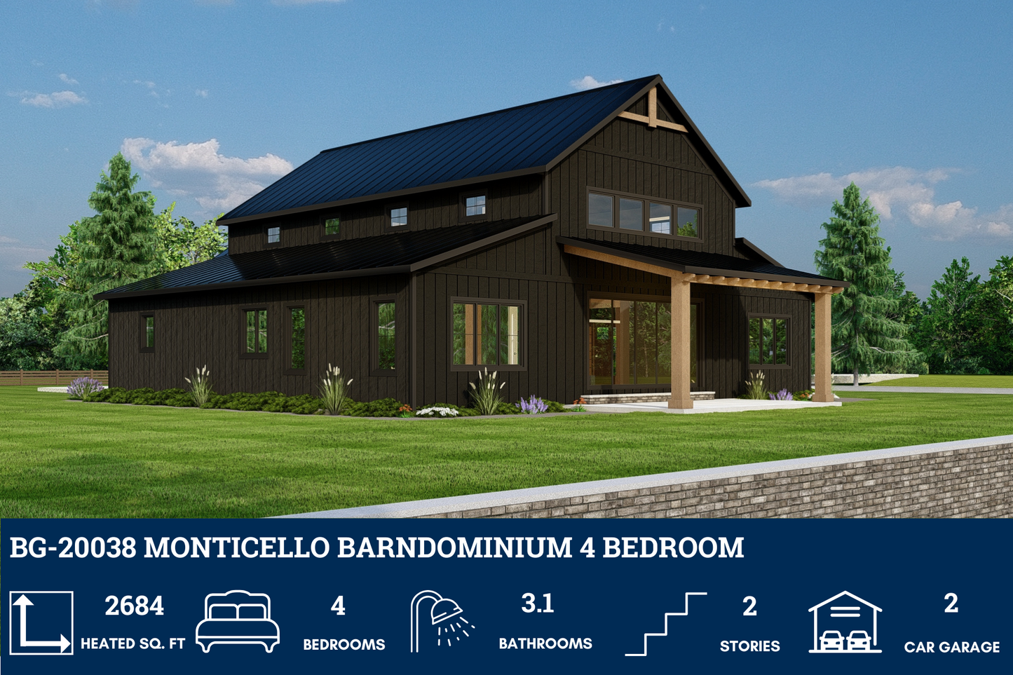 BG-20038 Monticello Barndominium House Plan