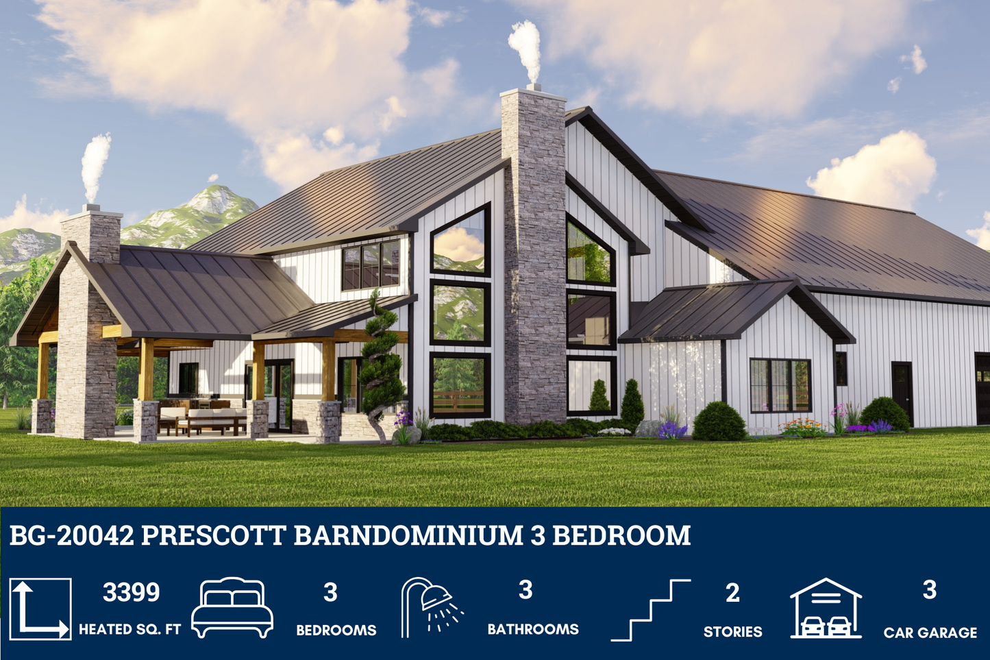 BG-20042 Prescott Barndominium House Plan