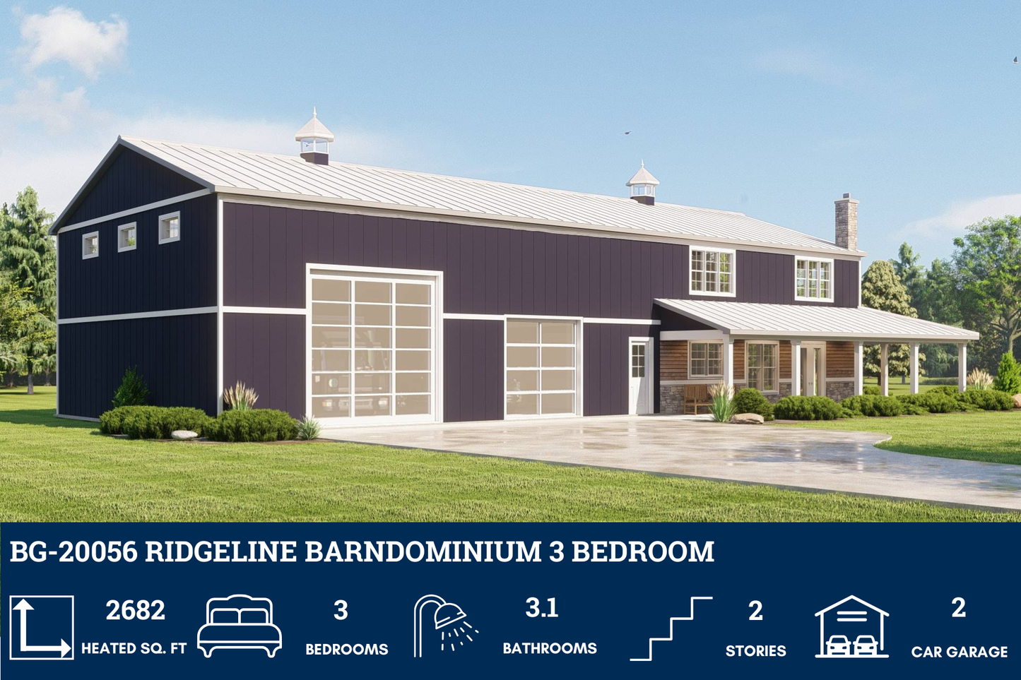 BG-20056 Ridgeline Barndominium House Plan