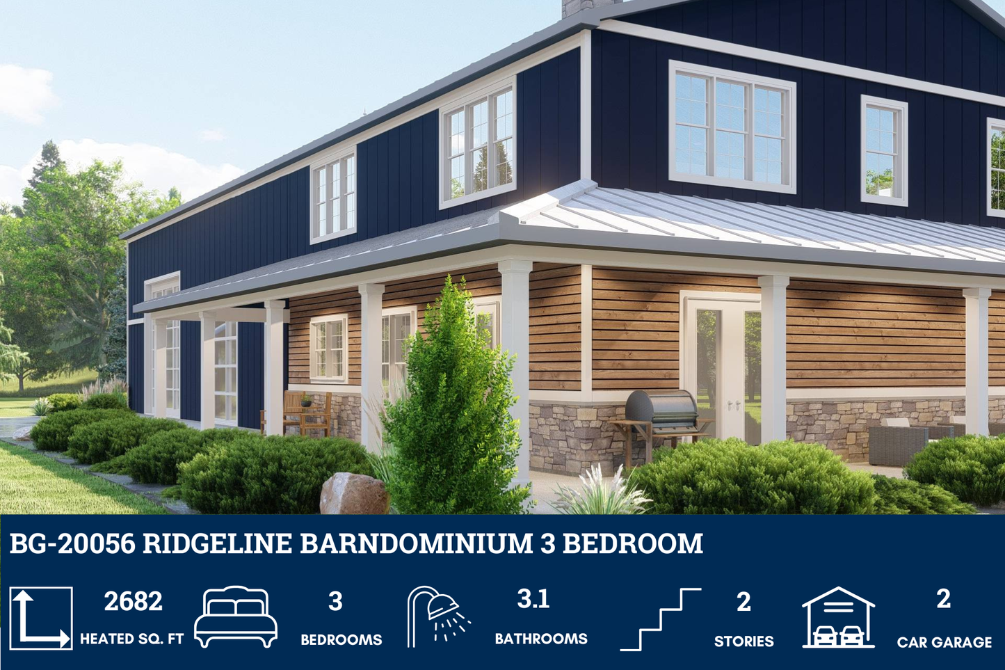 BG-20056 Ridgeline Barndominium House Plan