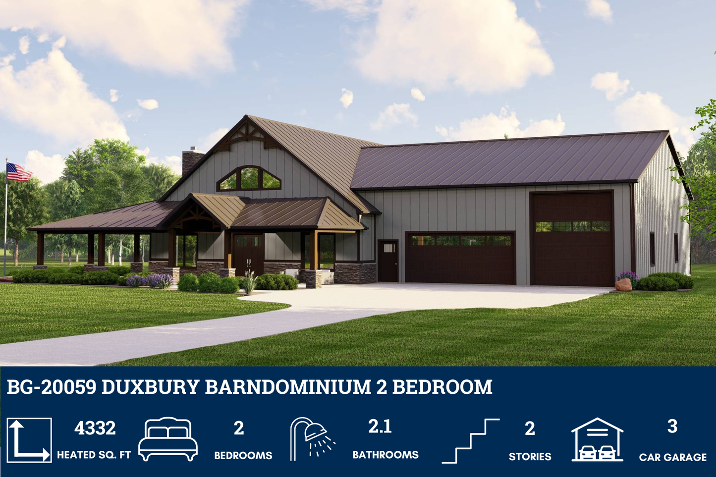 BG-20059 Duxbury Barndominium House Plan