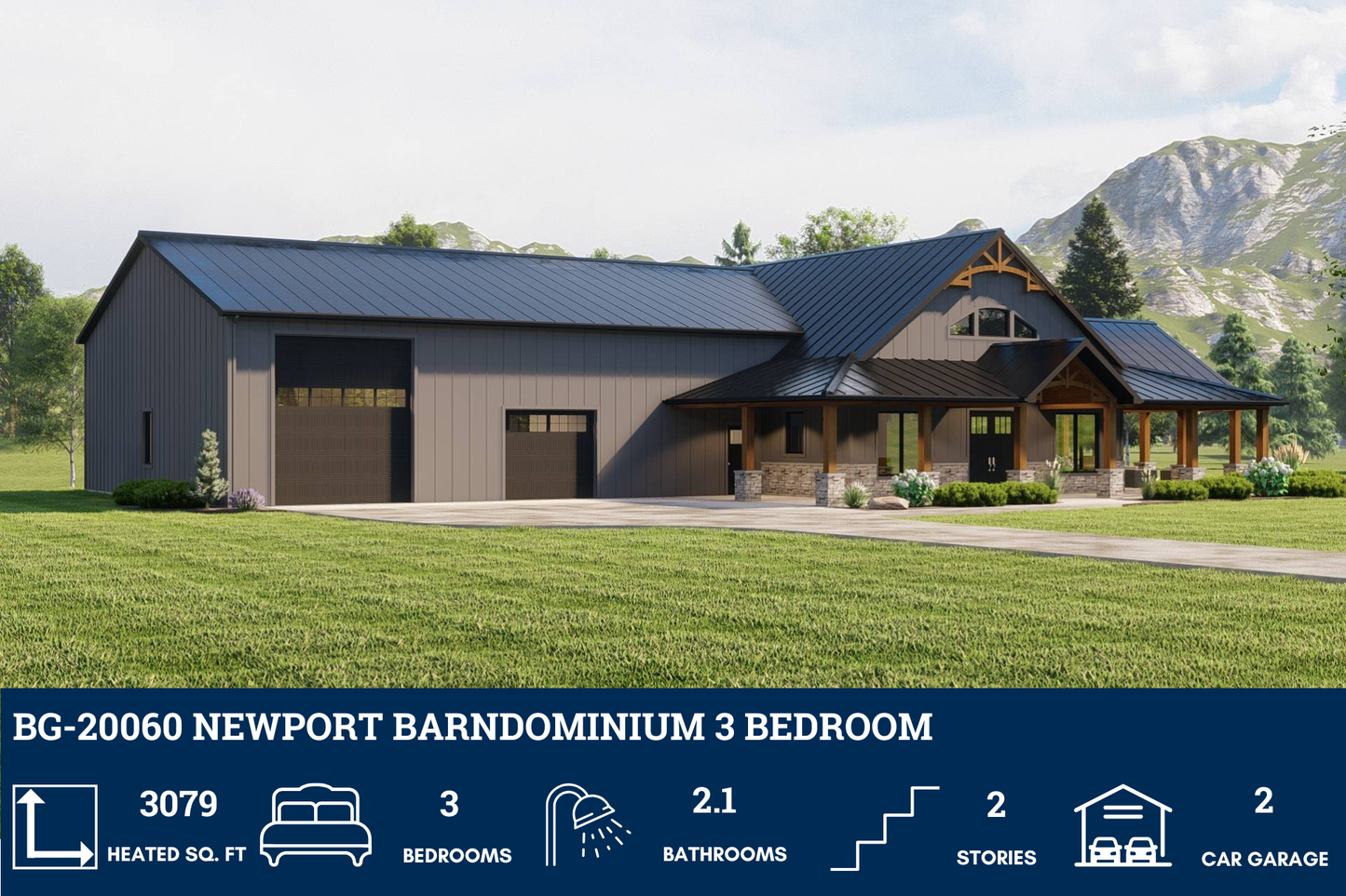 BG-20060 Newport Barndominium House Plan