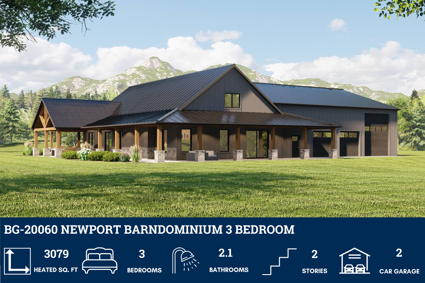 BG-20060 Newport Barndominium House Plan