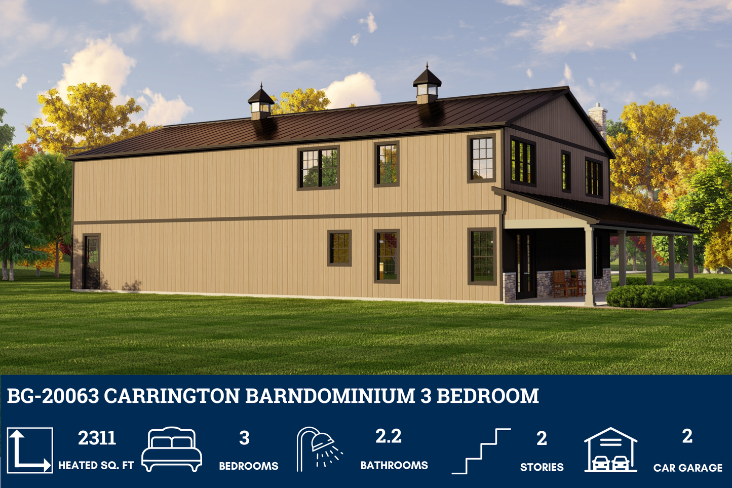 BG-20063 Carrington Barndominium House Plan