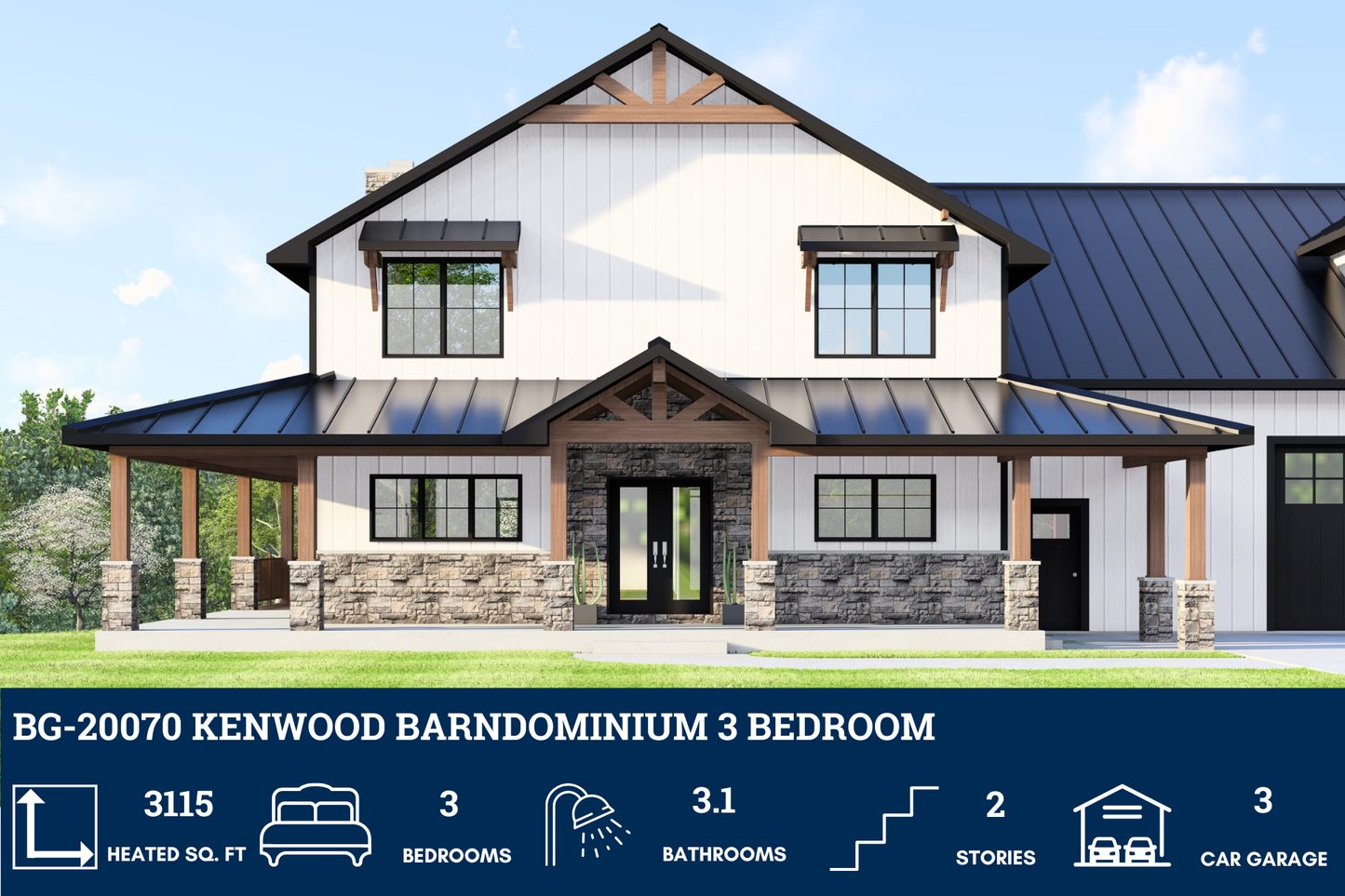 BG-20070 Kenwood Barndominium House Plan