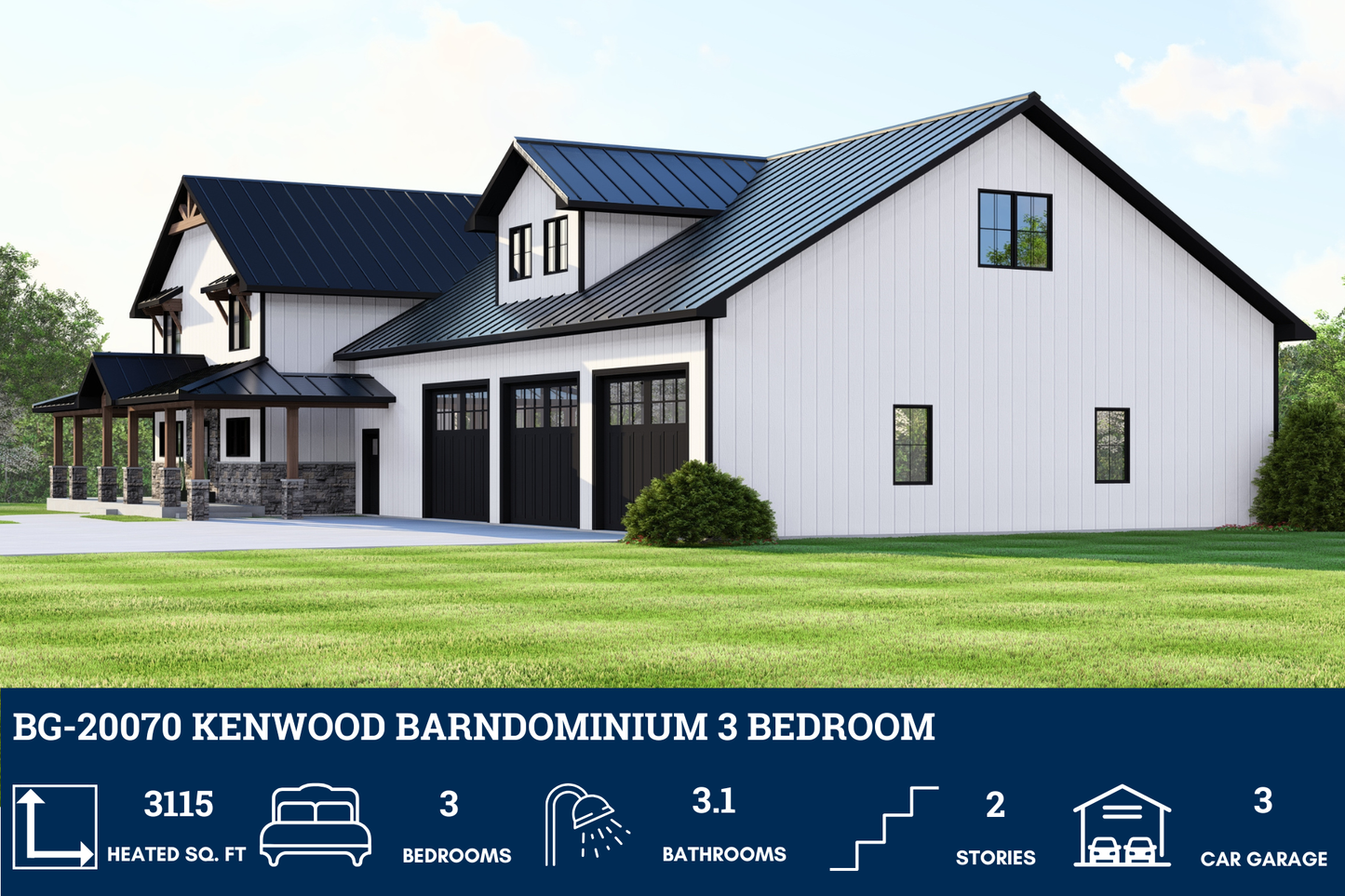 BG-20070 Kenwood Barndominium House Plan