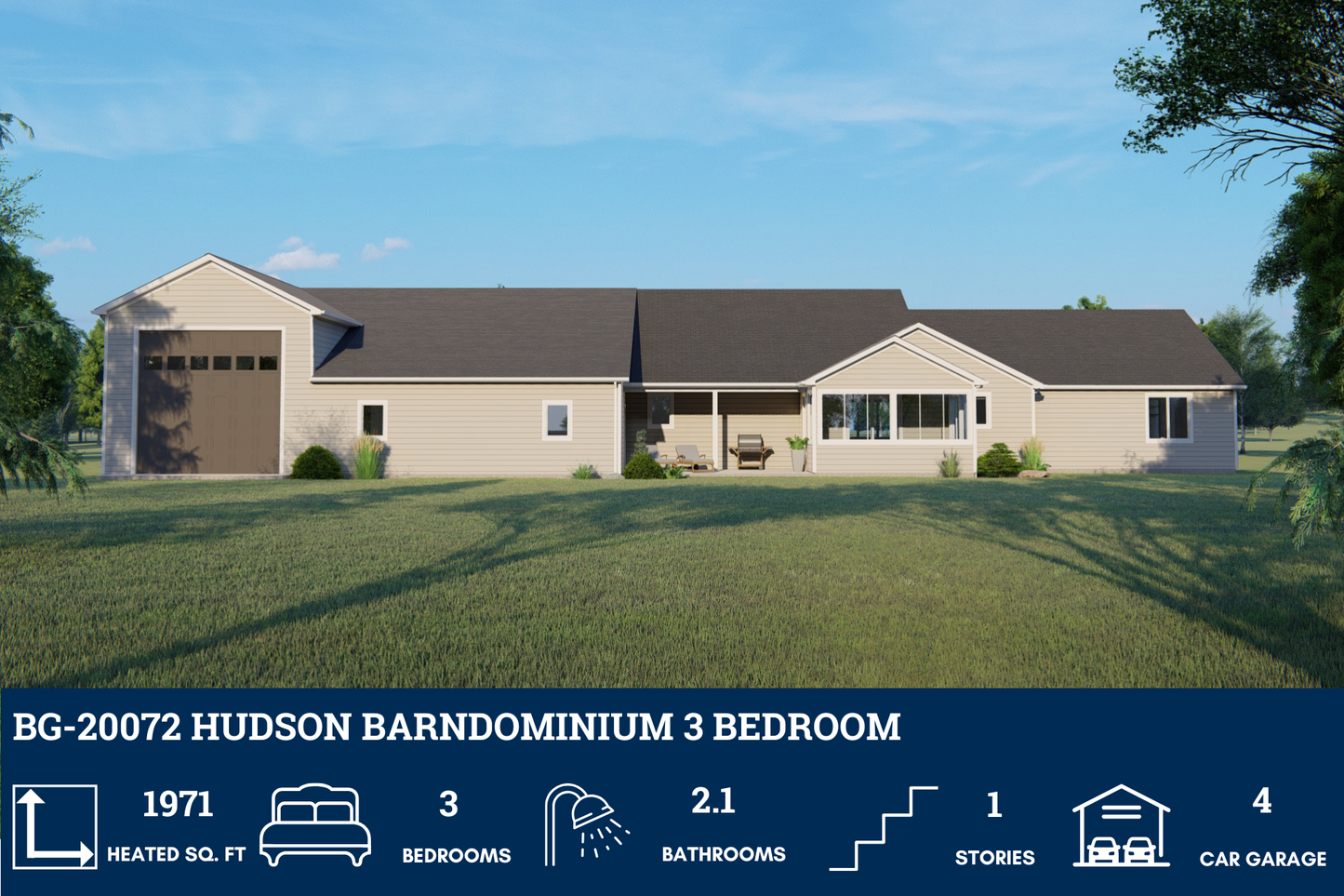 BG-20072 Hudson Barndominium House Plan