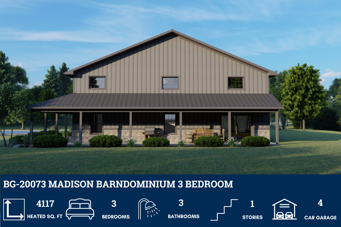 BG-20073 Madison Barndominium House Plan