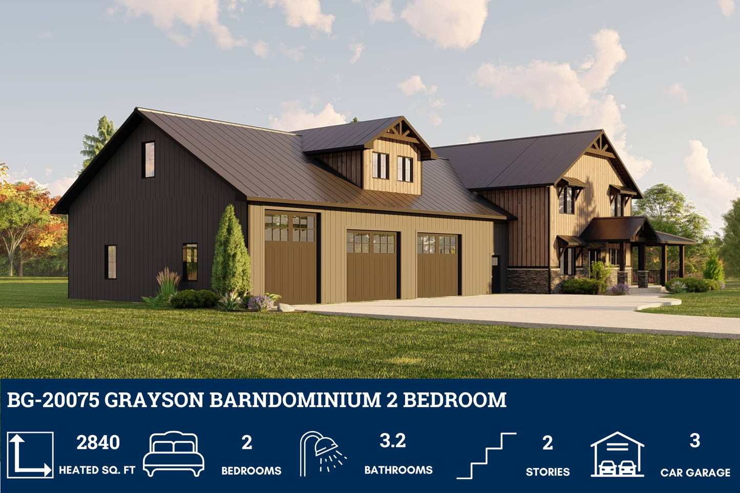 BG-20075 Grayson Barndominium House Plan