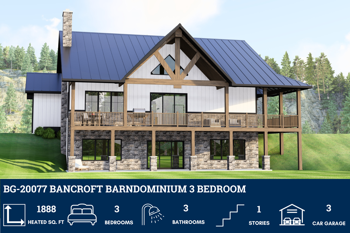BG-20077 Bancroft Barndominium House Plan