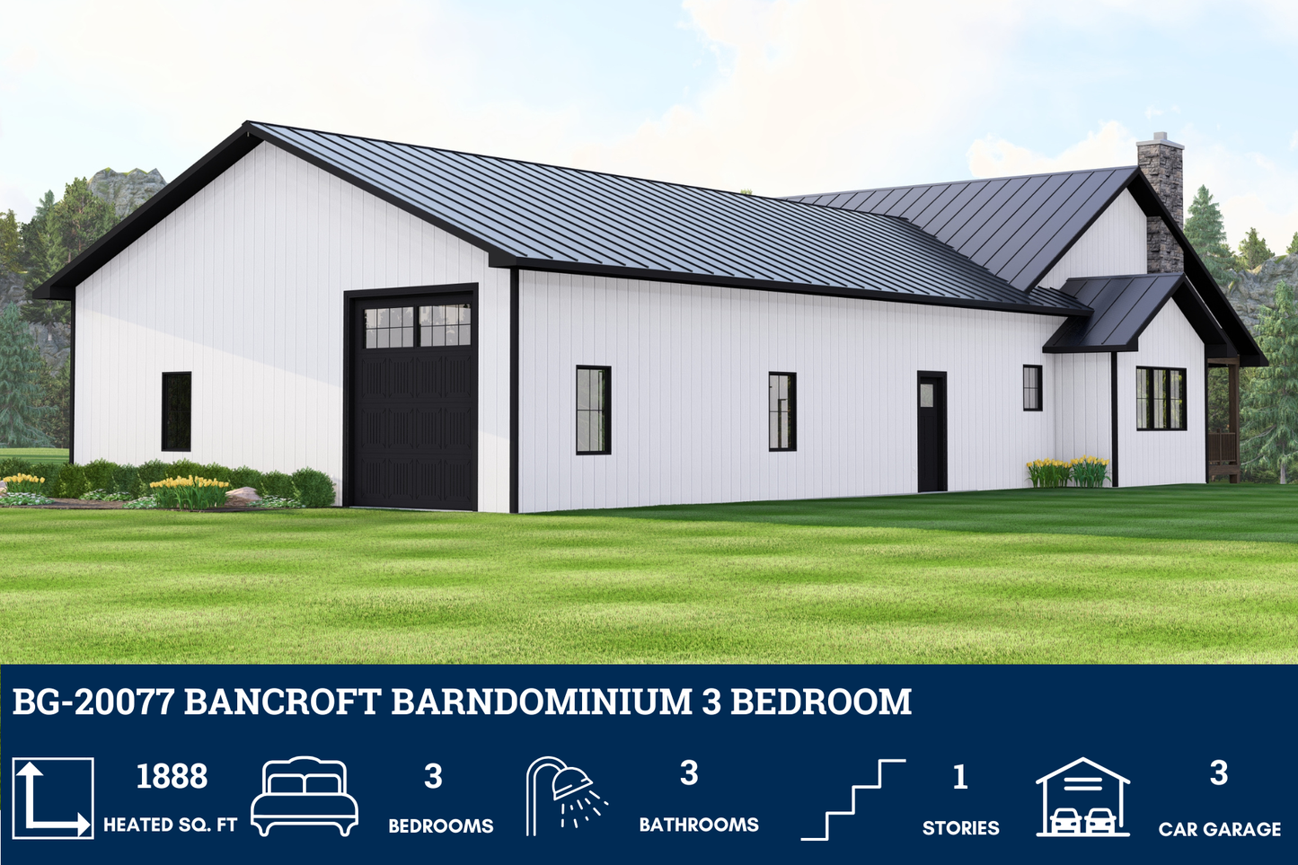 BG-20077 Bancroft Barndominium House Plan