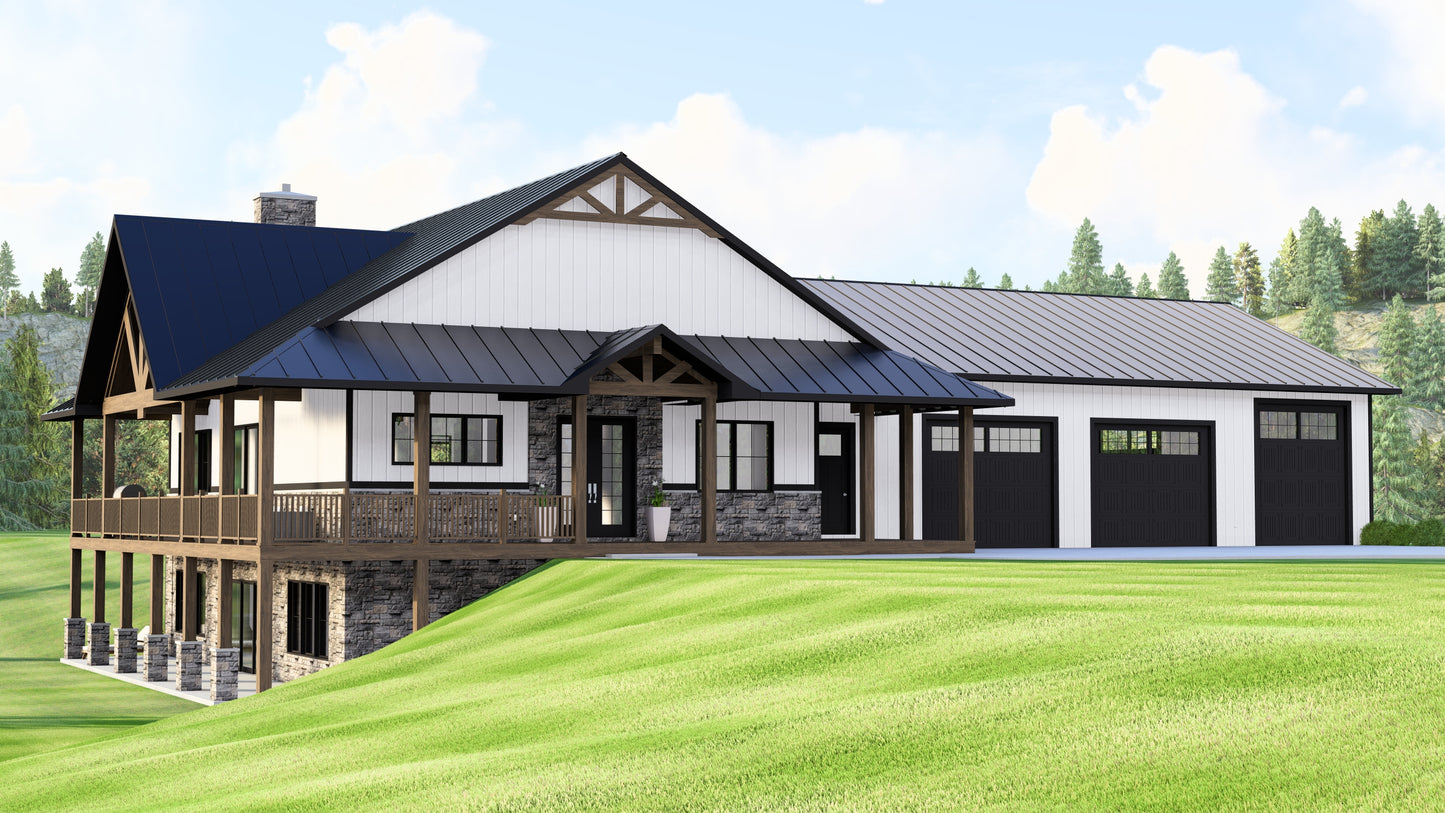 BG-20077 Bancroft Barndominium House Plan
