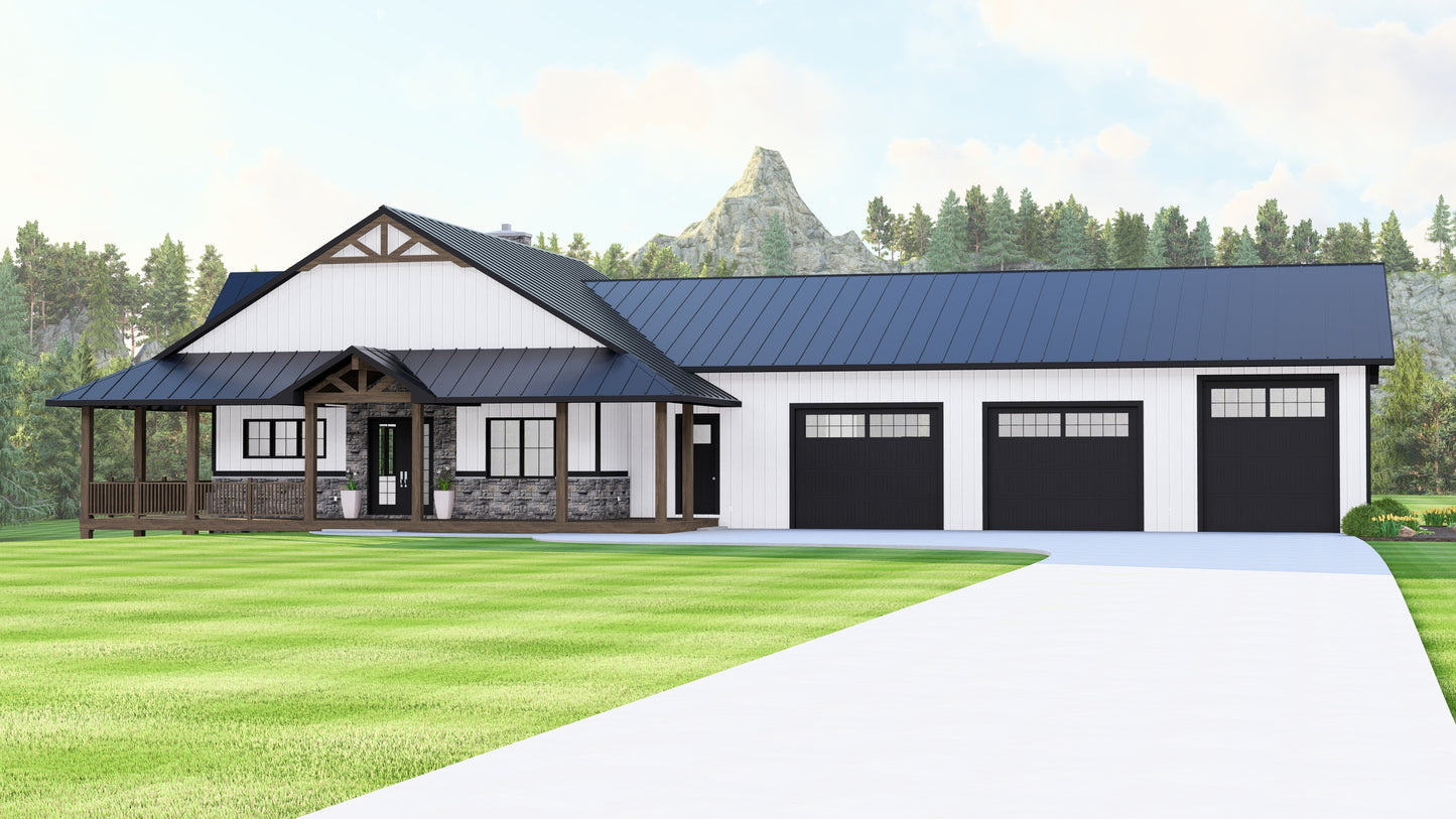 BG-20077 Bancroft Barndominium House Plan