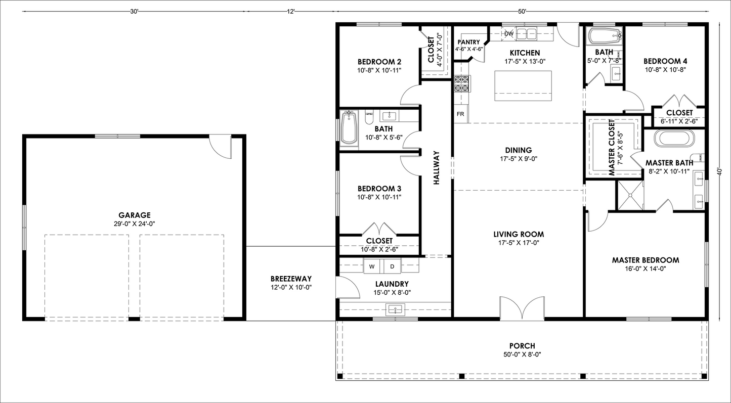 BRZ-30074 Barndominium House Plan