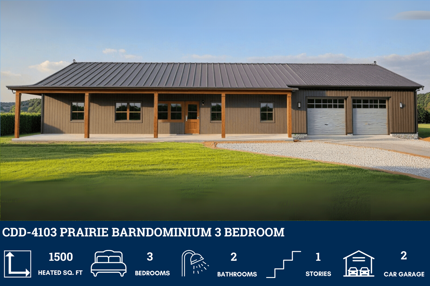 CDD-4103 Prairie Barndominium House Plan