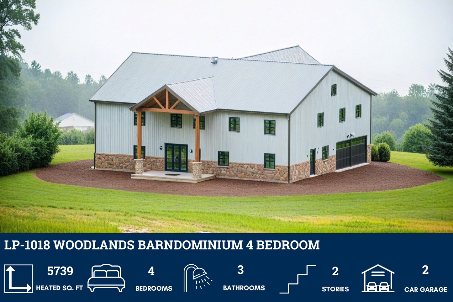 LP-1018 Woodlands Barndominium House Plans