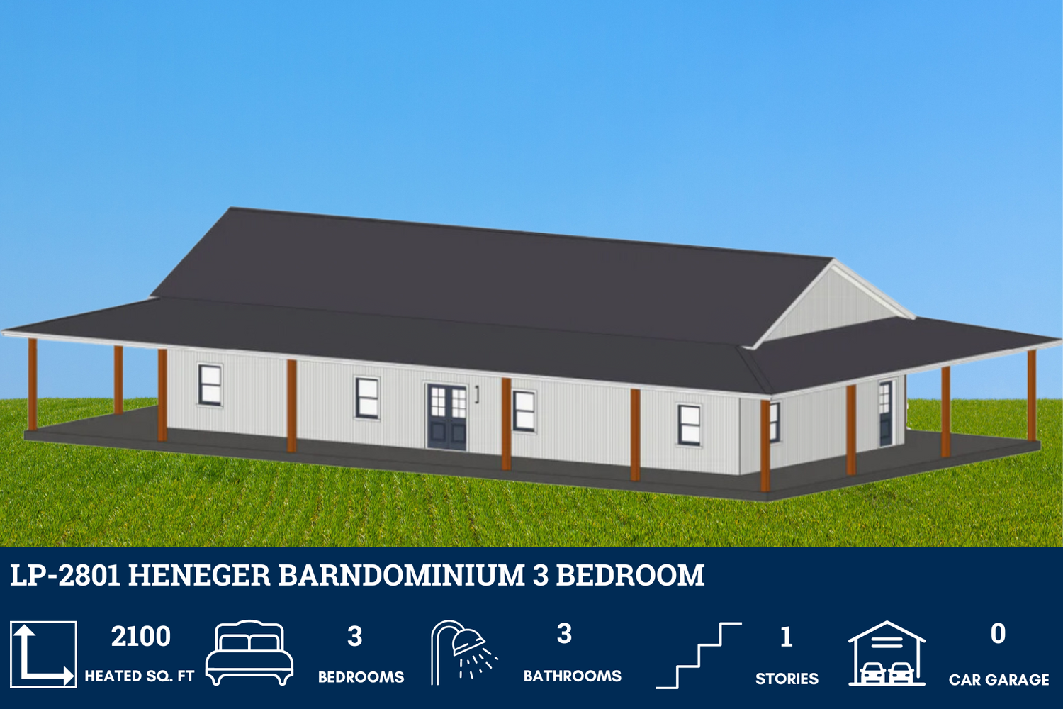 3 Bedroom Barndominium House Plans