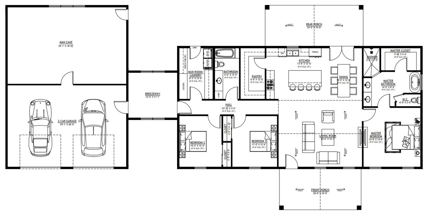 LP-3208-A Ashley Barndominium House Plan
