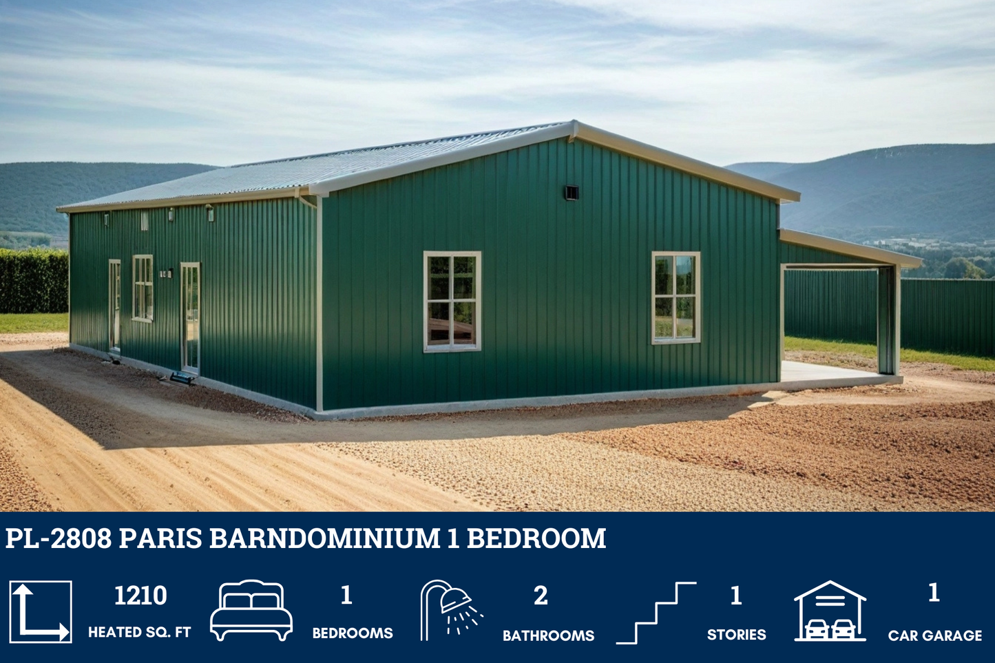 PL-2808 Paris Barndominium House Plan