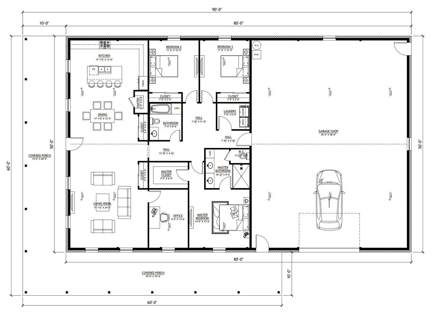 PL-2832 Lawrence Barndominium House Plan