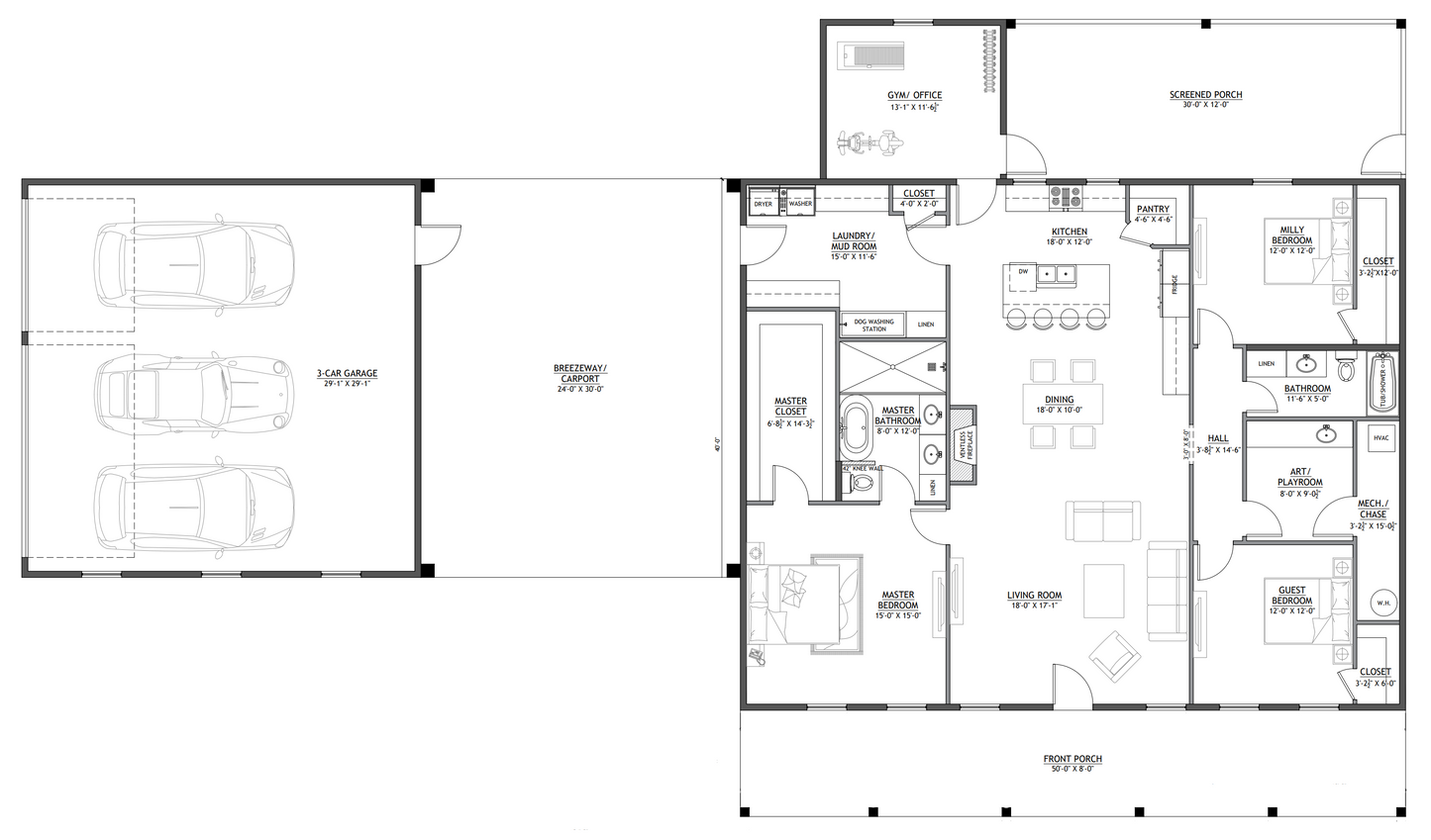 PL-2838 Carlson Barndominium House Plan