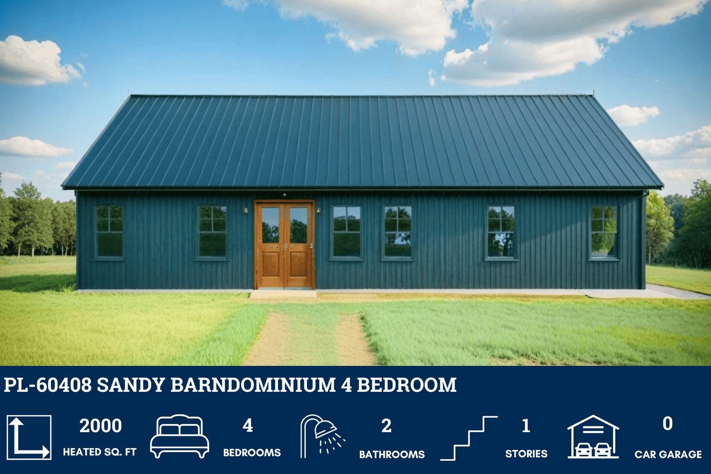 PL-60408 Sandy Barndominium House Plan