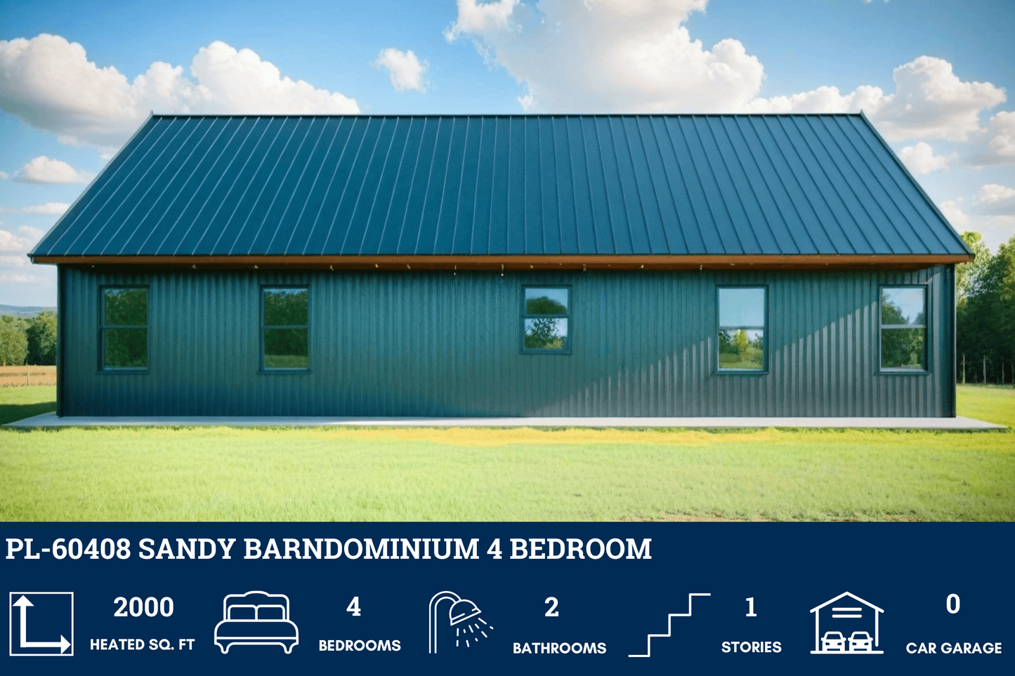 PL-60408 Sandy Barndominium House Plan