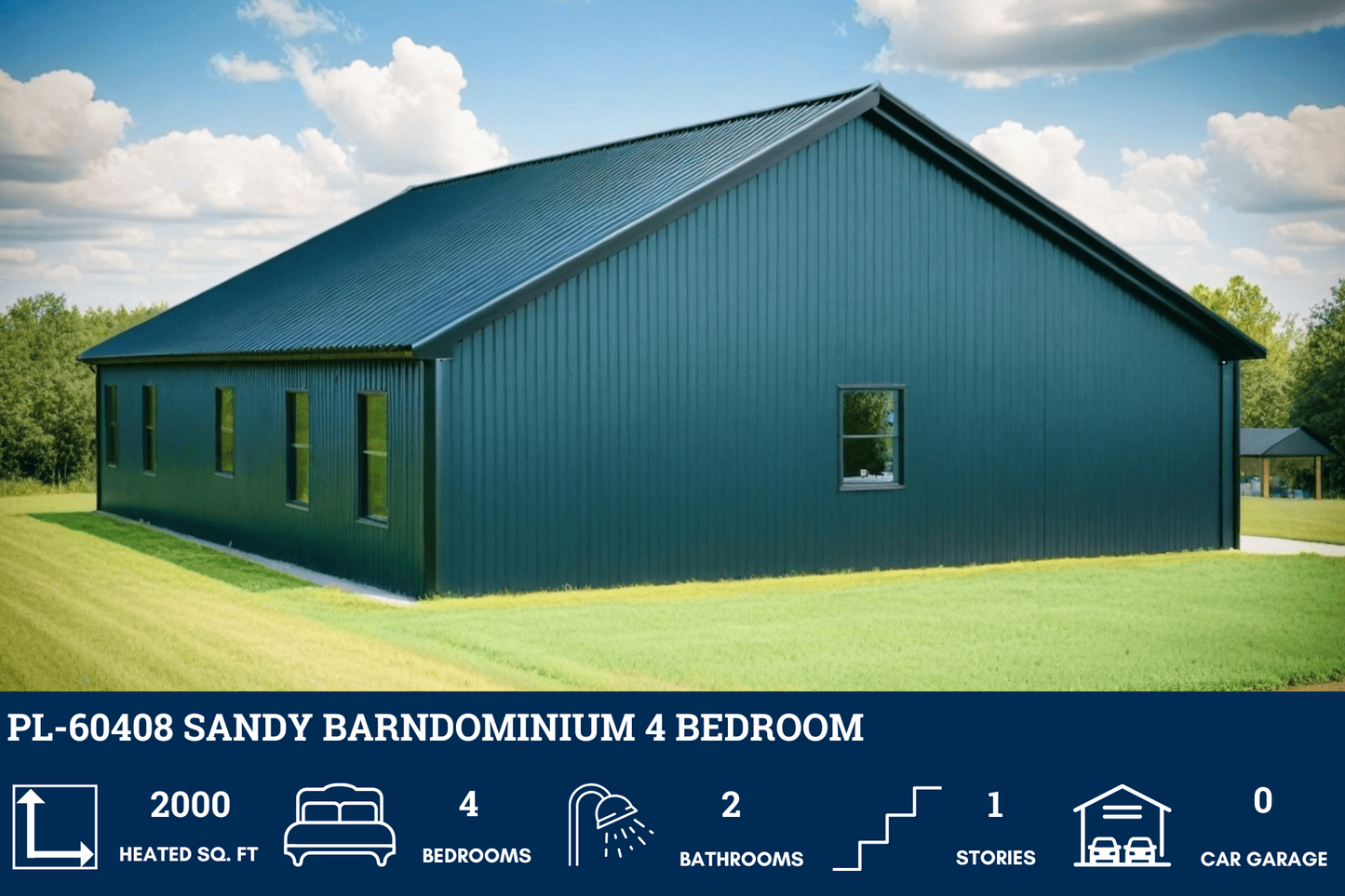 PL-60408 Sandy Barndominium House Plan