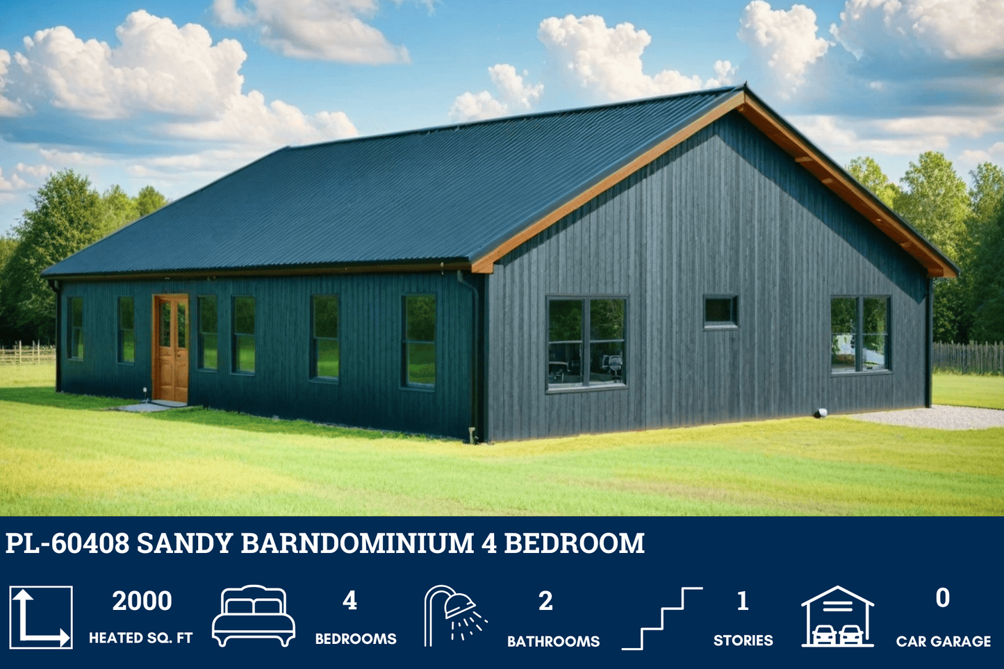 PL-60408 Sandy Barndominium House Plan