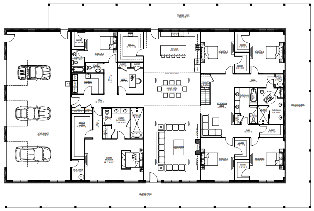 PL-60707-K Kessler Barndominium House Plan