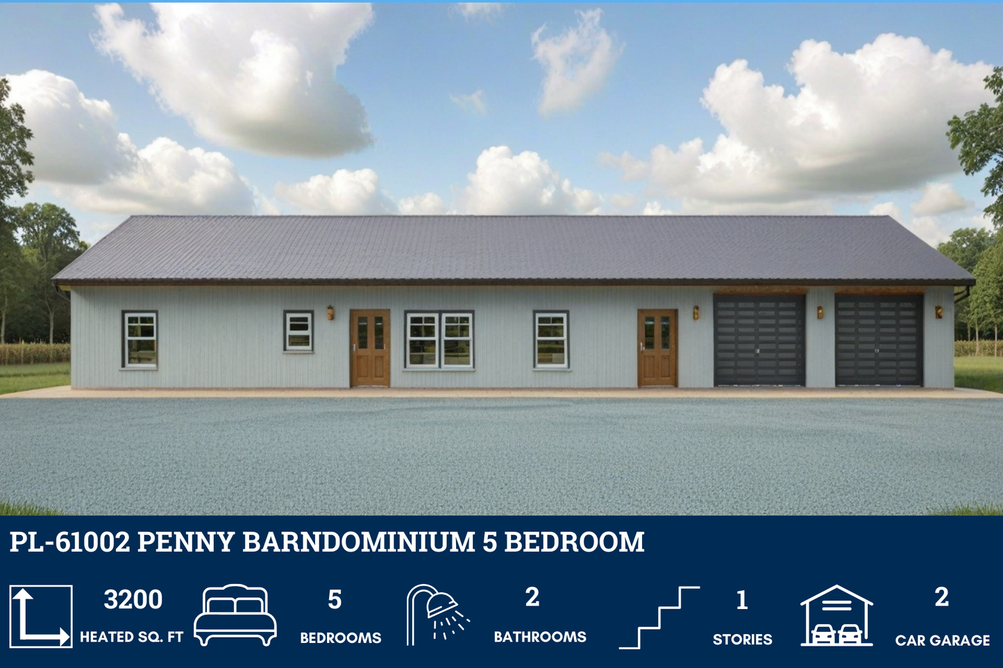PL-61002 Penny Barndominium House Plan