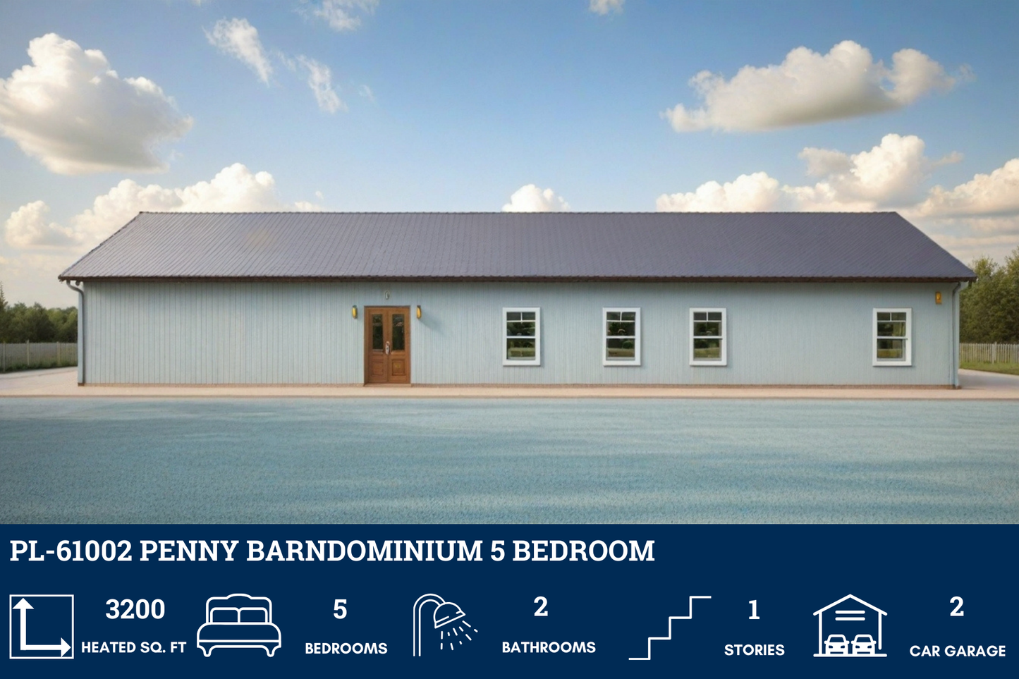 PL-61002 Penny Barndominium House Plan