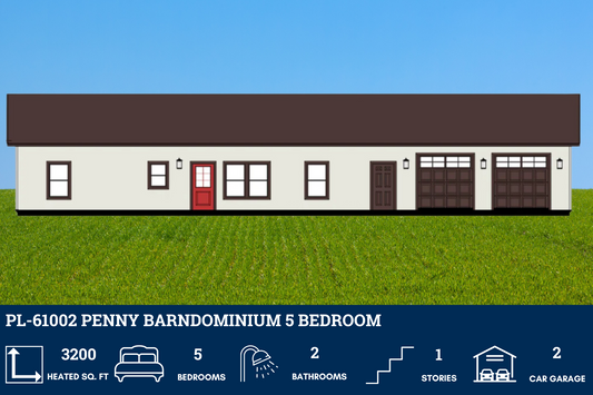 PL-61002 Penny Barndominium House Plan