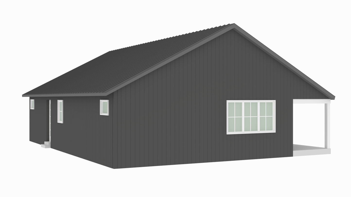 PL-61101-C Casey Barndominium House Plan