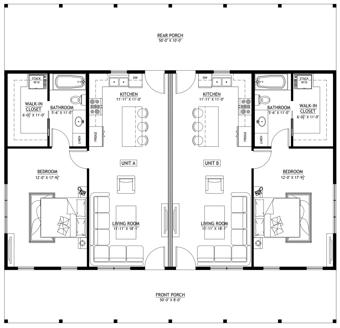 PL-61101-Duplex Barndominium House Plan