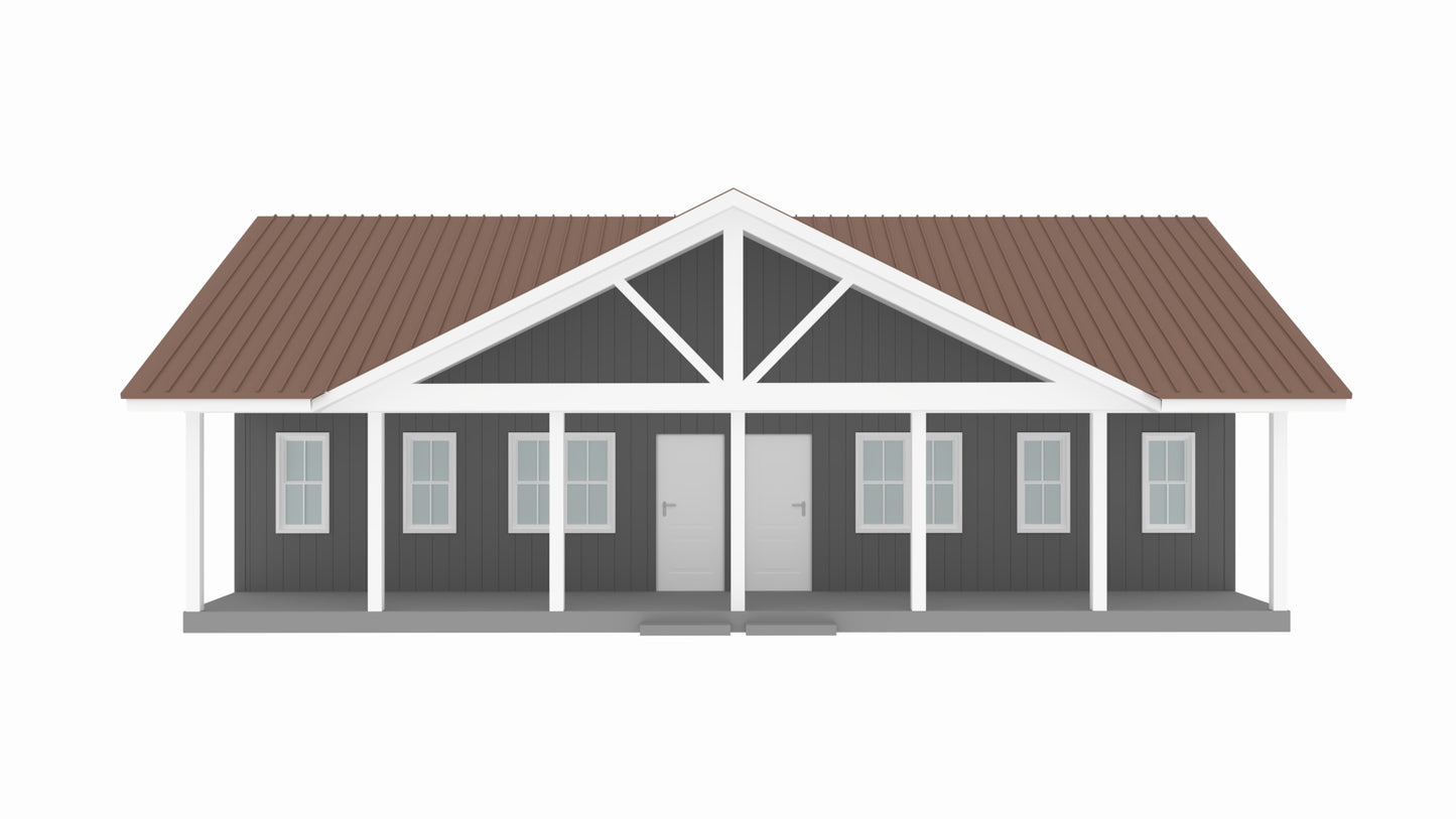 PL-61101-Duplex Barndominium House Plan