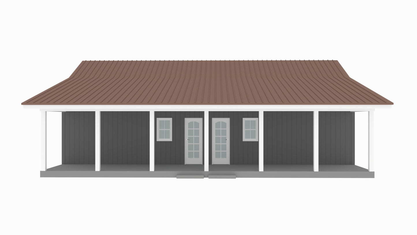 PL-61101-Duplex Barndominium House Plan