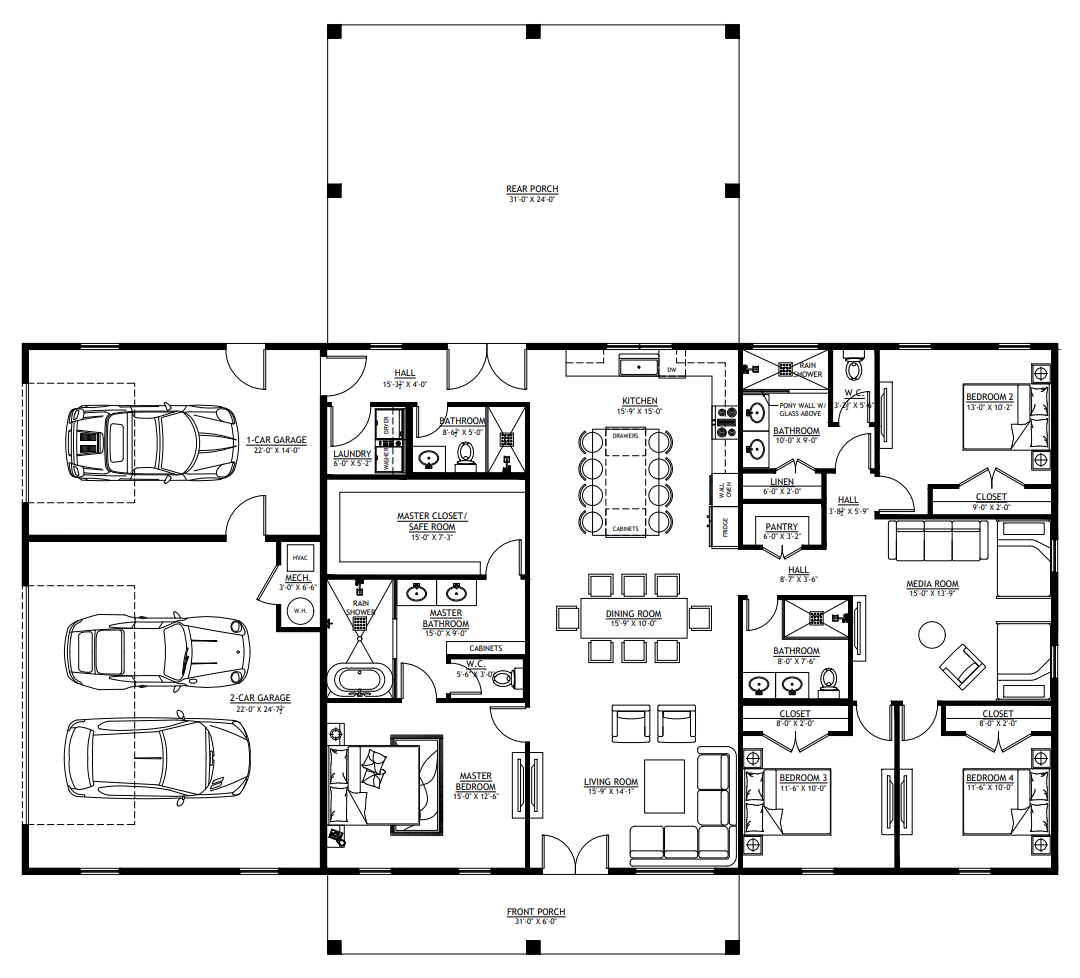 PL-61302-A Adam Barndominium House Plan