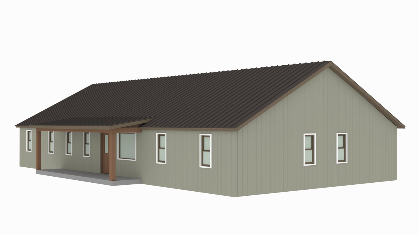 PL-61302-A Adam Barndominium House Plan