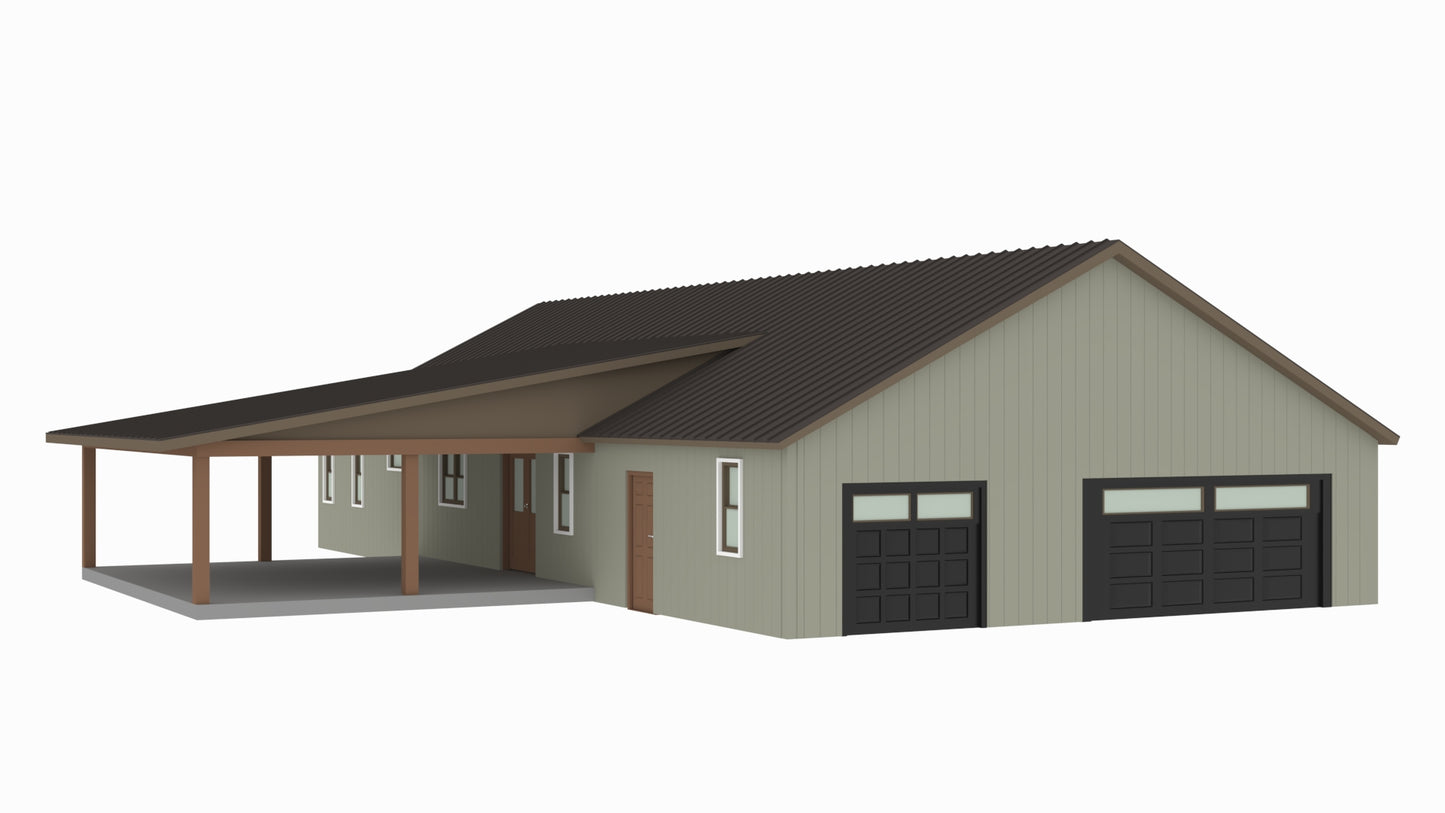 PL-61302-A Adam Barndominium House Plan