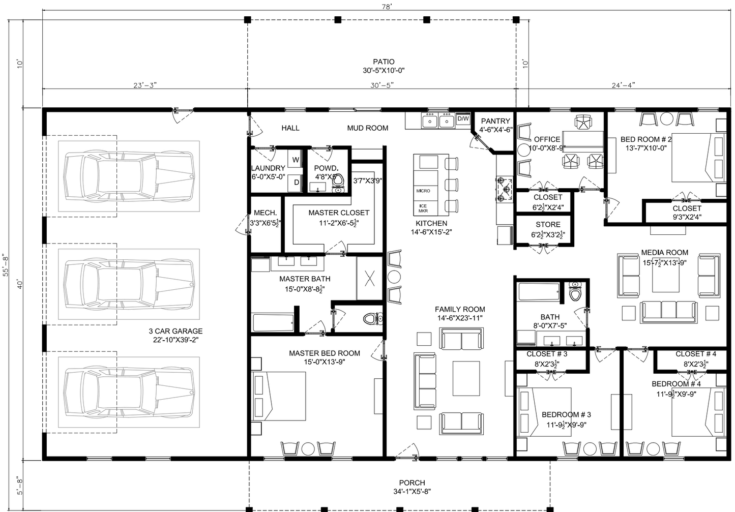 PL-61302 Barfield Barndominium House Plans