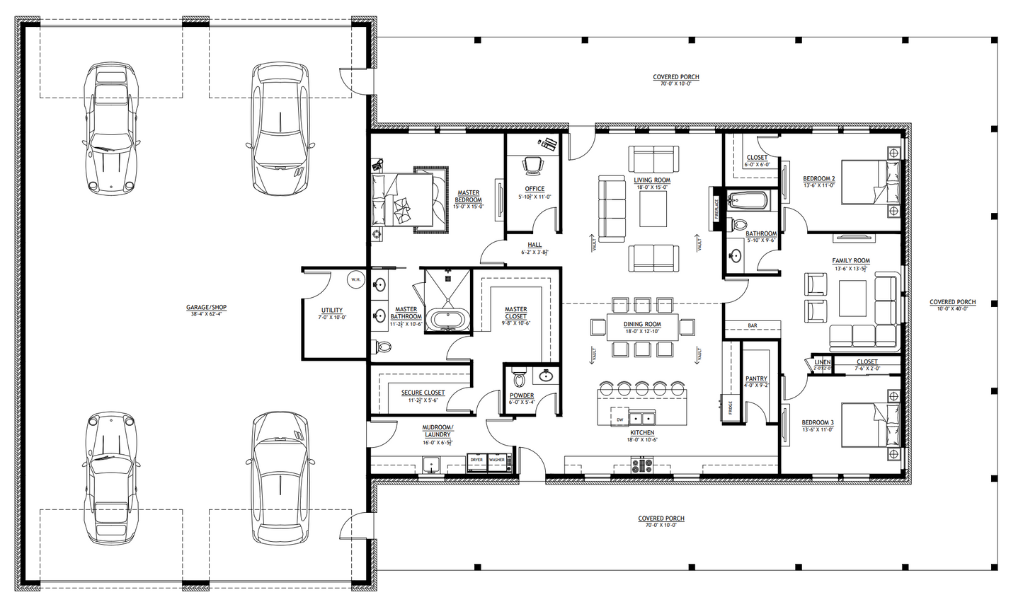 PL-61303-F Frankie Barndominium House Plan